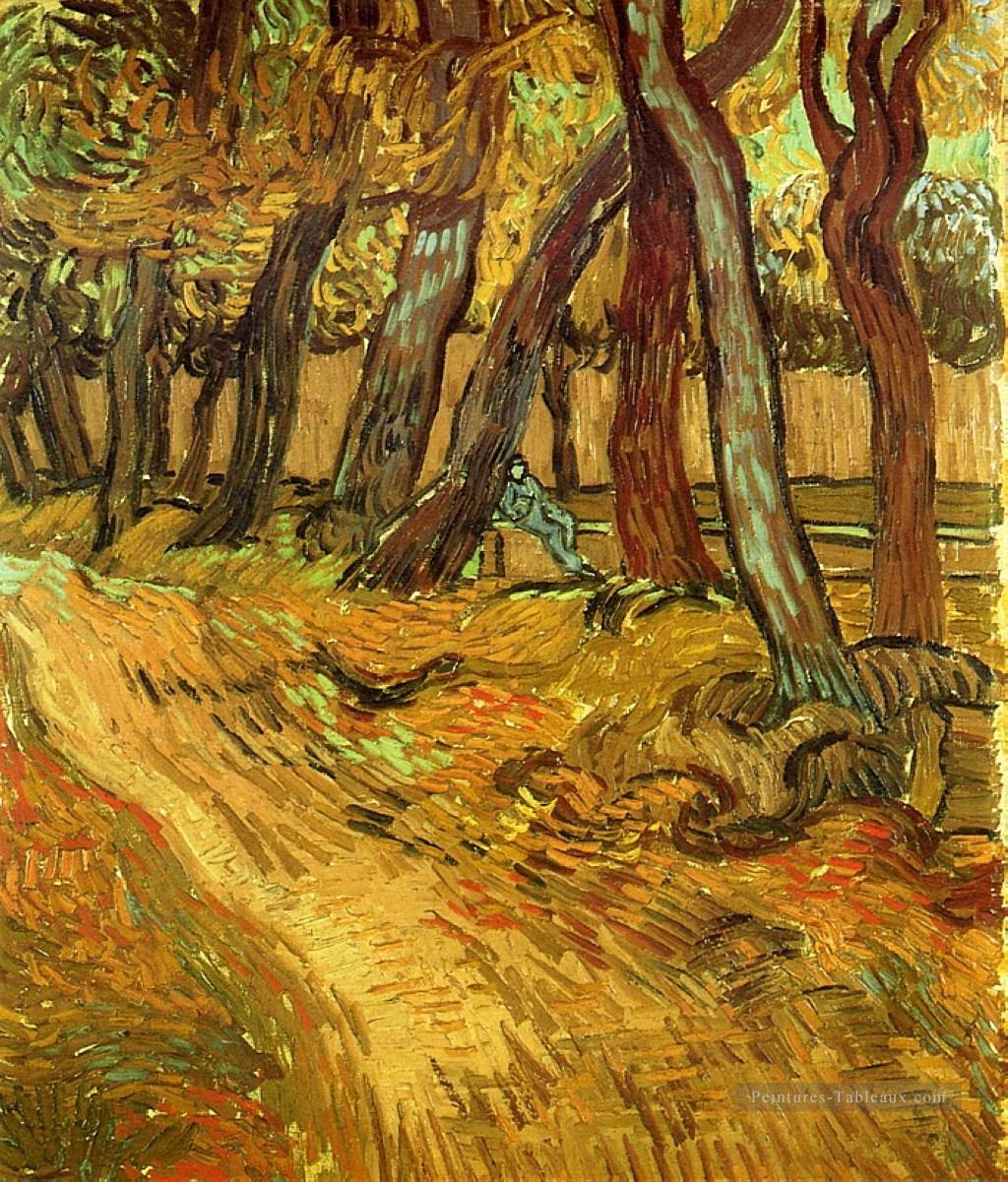 L’hôpital du jardin de Saint Paul avec la figure Vincent van Gogh Peintures à l'huile